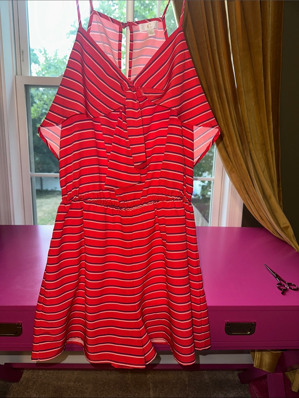 C Red Striped Romper